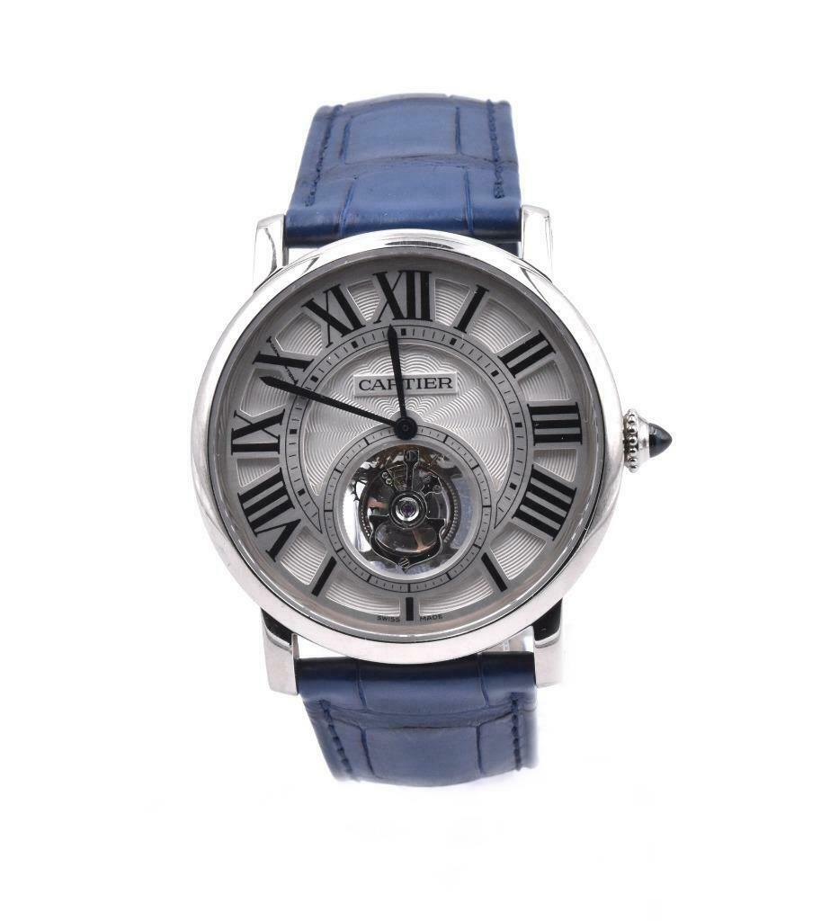 Cartier 18 Karat White Gold Rotonde De Cartier Flying: Cartier 18 Karat White Gold Rotonde De Cartier Flying Tourbillion Pre-owned: An item that has been used previously. The item may have some signs of cosmetic wear, but is fully operational and function