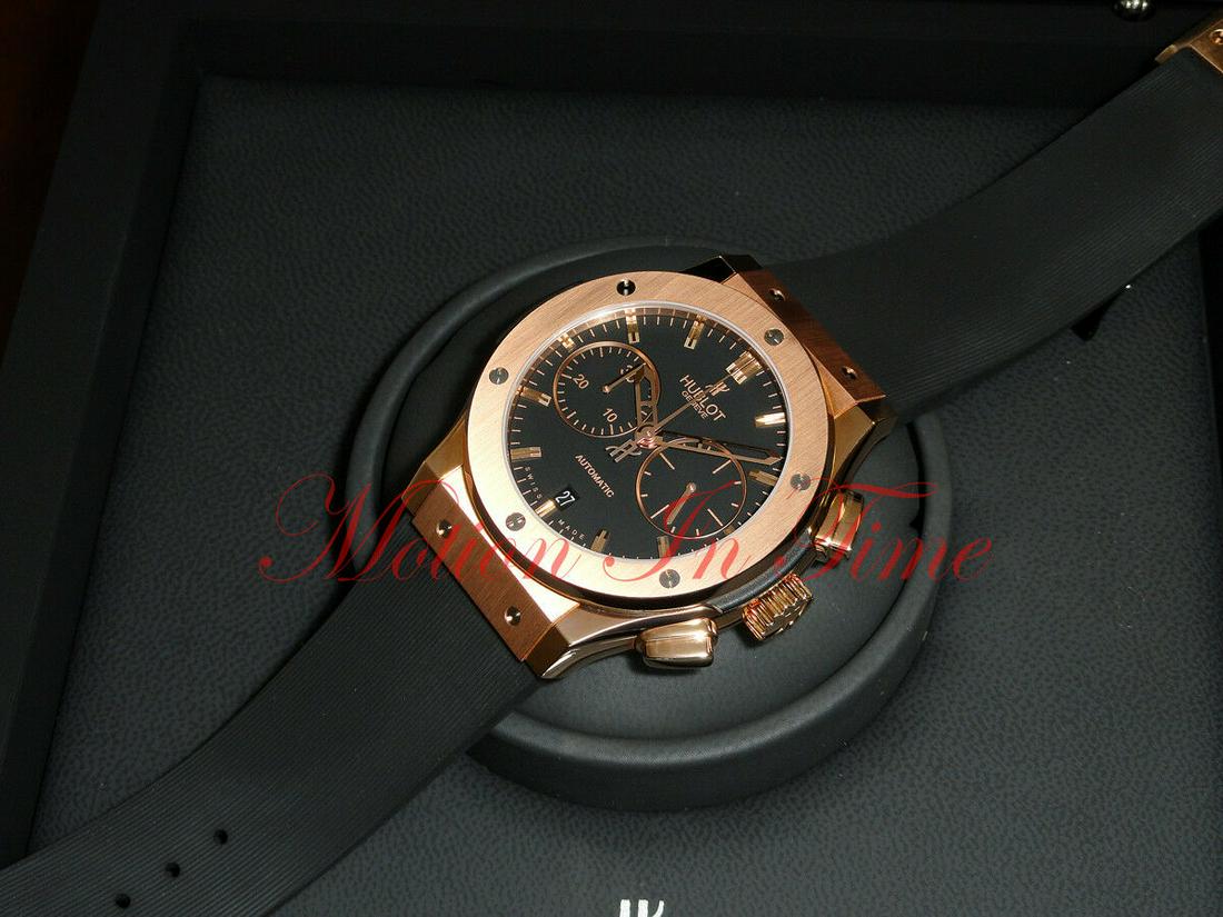 Hublot Classic Fusion Chronograph 45mm Rose Gold Black: Hublot Classic Fusion Chronograph 45mm Rose Gold Black Dial 521.OX.1180.RX Item description At the Baselworld show, Hublot unveiled the Hublot Classic Fusion. A classic looking watch based upon the Bi