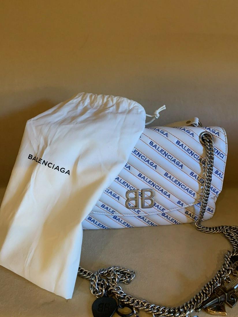 Balenciaga BB White Logo Paris Charm Embroidered: Balenciaga BB White Logo Paris Charm Embroidered New without tags: A brand-new, unused, and unworn item (including handmade items) that is not in original packaging or may be missing original packagin