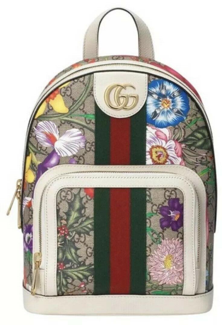 Gucci Ophidia Flora Beige White Leather Canvas Backpack: Gucci Ophidia Flora Beige White Leather Canvas Backpack Handbag Bag Italy New New with tags: A brand-new, unused, and unworn item (including handmade items) in the original packaging (such as the orig