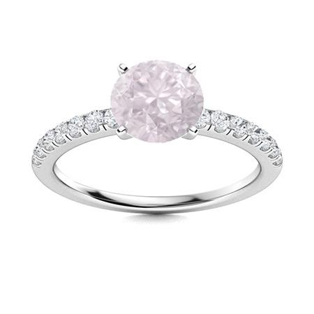 Natural 0.96 CTW Rose Quartz & Diamond Engagement Ring: Natural 0.96 CTW Rose Quartz & Diamond Engagement Ring 14K White Gold Manufacturer's Suggested Retail Price: $2190.00 Center Stone: 1 Rose Quartz @ 0.71 ctw Center Stone Color: Pink Center Stone Clari