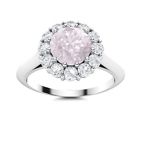 Natural 1.47 CTW Rose Quartz & Diamond Engagement Ring: Natural 1.47 CTW Rose Quartz & Diamond Engagement Ring 14K White Gold Manufacturer's Suggested Retail Price: $3420.00 Center Stone: 1 Rose Quartz @ 1.05 ctw Center Stone Color: Pink Center Stone Clari