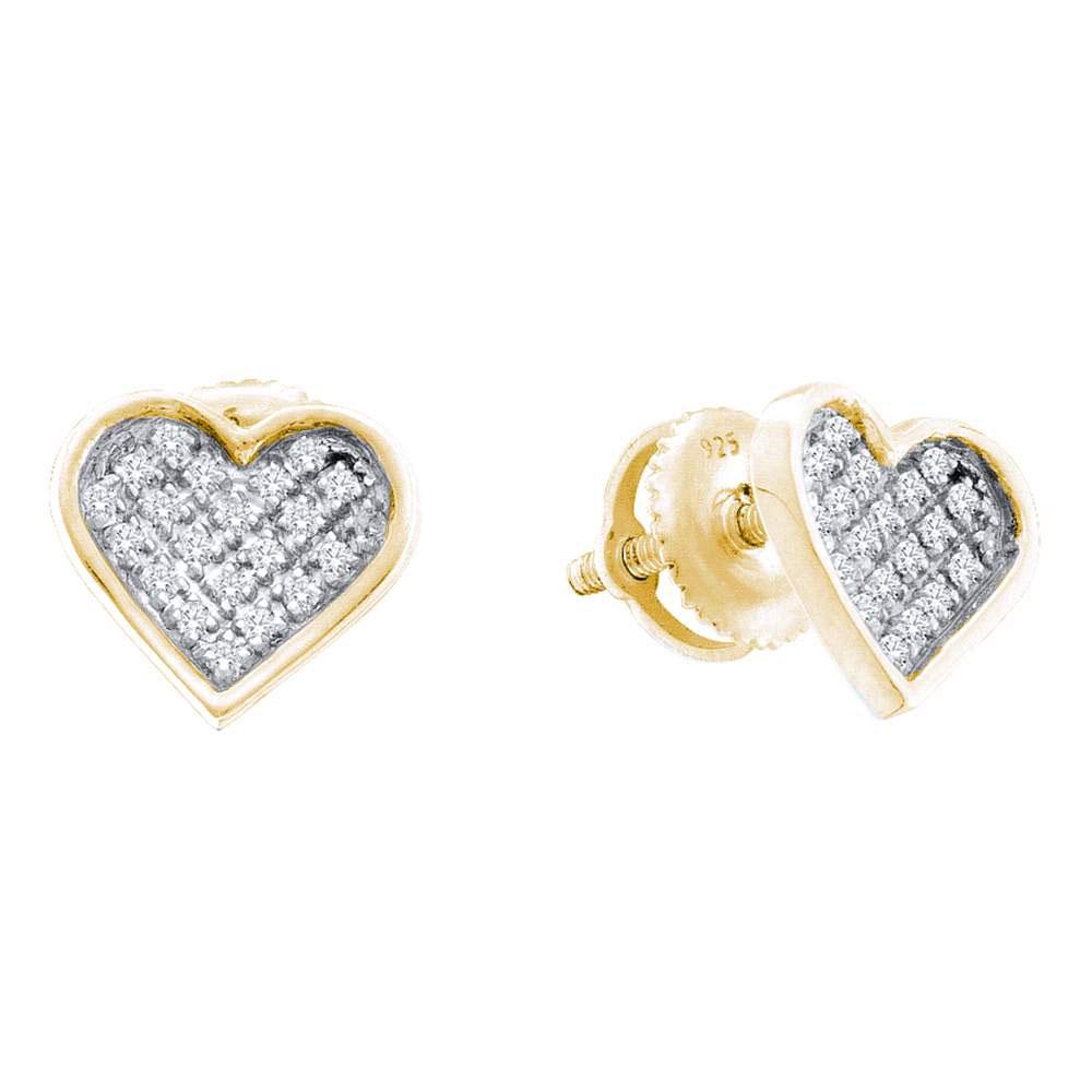 Diamond Heart Earrings 1/10 Cttw Sterling Silver: Diamond Heart Earrings 1/10 Cttw Sterling Silver