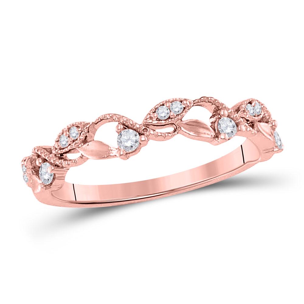 10kt Rose Gold Round Diamond Vine Stackable Band Ring: 10kt Rose Gold Round Diamond Vine Stackable Band Ring 1/6 Cttw