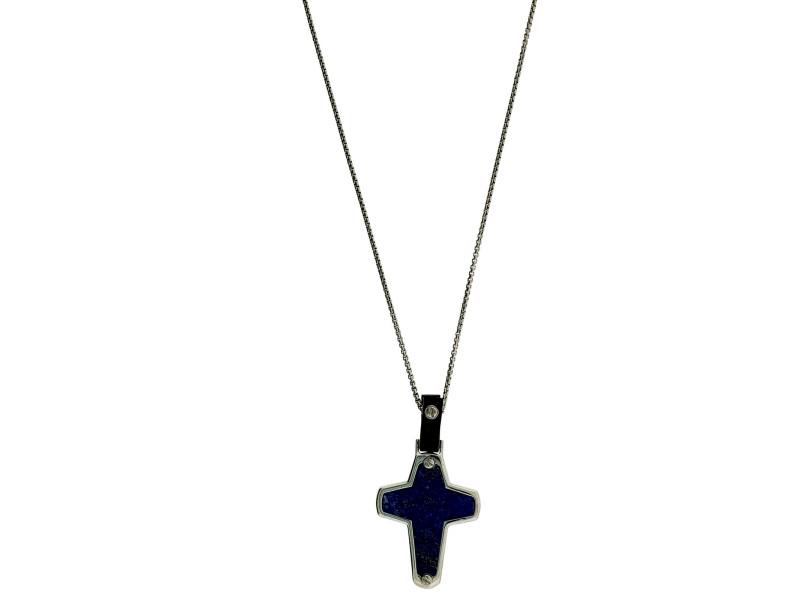Stephen Webster England Made Me Lapis Cross Necklace: Stephen Webster England Made Me Lapis Cross Necklace Pendant Unisex SKU No.333724956640-E Brand: Stephen Webster Condition: Never Worn Metal: Sterling Silver Model: 333724956640-E Size and Fit: Length
