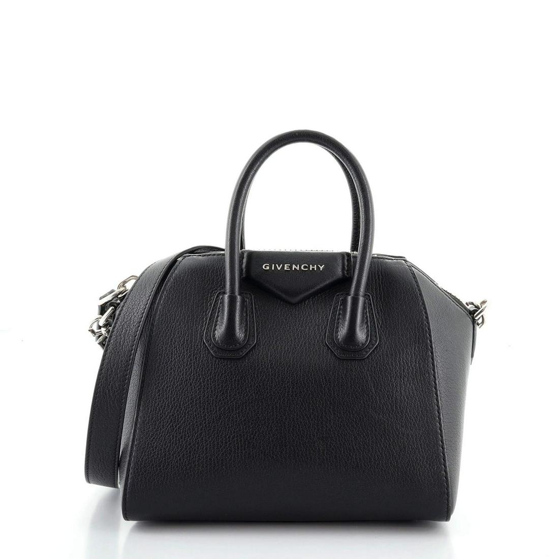 Givenchy Antigona Bag Leather Mini: Givenchy Antigona Bag Leather Mini Exterior Color: Black Interior Color: Black Exterior Material: Leather Interior Material: Fabric Hardware Color: Silver Accessories: Detachable Strap Ref Co
