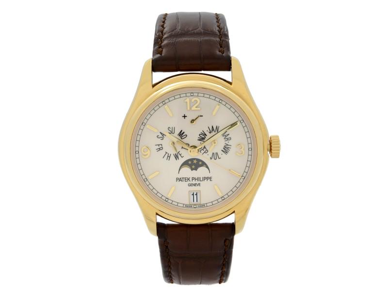 Patek Philippe 39mm Annual Calendar 18K Yellow Gold: Patek Philippe 39mm Annual Calendar 18K Yellow Gold Automatic Watch 5146J-001 SKU No.154672245284-E Brand: Patek Philippe Condition: Pre-Owned Model: Patek Philippe Complications MORE DETAILSItem Spec