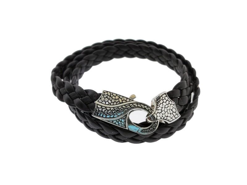 Stephen Webster Rayman 3 Wrap Black Leather Bracelet: Stephen Webster Rayman 3 Wrap Black Leather Bracelet With Oxidized Silver Clasp SKU: RBJ-233711512670-E Brand: Stephen Webster Condition: Never Worn Metal: Sterling Silver Model: 233711512670-E Size a