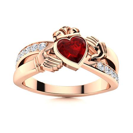 Natural 0.84 CTW Garnet & Diamond Engagement Ring 18K Rose Gold: Natural 0.84 CTW Garnet & Diamond Engagement Ring 18K Rose Gold Manufacturer's Suggested Retail Price: $2880.00 Center Stone: 1 Garnet @ 0.58 ctw Center Stone Color: Red Center Stone Clarity: AAAA Cen