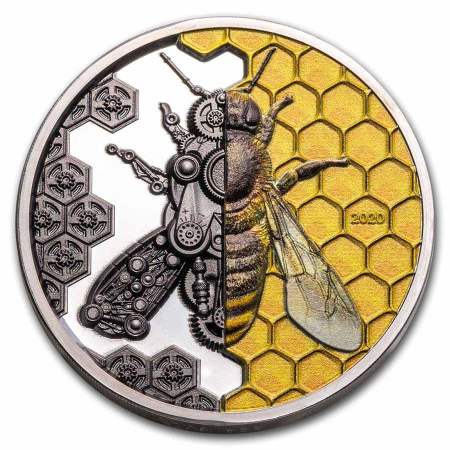 2020 Mongolia 3 oz Silver Clockwork Evolution; Mechanical Bee: 2020 Mongolia 3 oz Silver Clockwork Evolution; Mechanical Bee SKU: RBJ237569 Year: 2020 Grade: Proof Grade Service: None Denomination: 2,000 Togrog Mint Mark: Not Shown Metal Content: 3 t