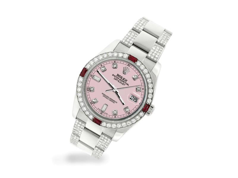 Rolex Datejust 36mm 4.5Ct Diamond Bezel/Bracelet/Orchid Pink Dial 116200 Watch: Rolex Datejust 36mm 4.5Ct Diamond Bezel/Bracelet/Orchid Pink Dial 116200 Watch SKU: RBJ334098757790-E Brand: Rolex Condition: Pre-Owned Model: Datejust Ref 116200 Details: Band Color: SteelBand Mate