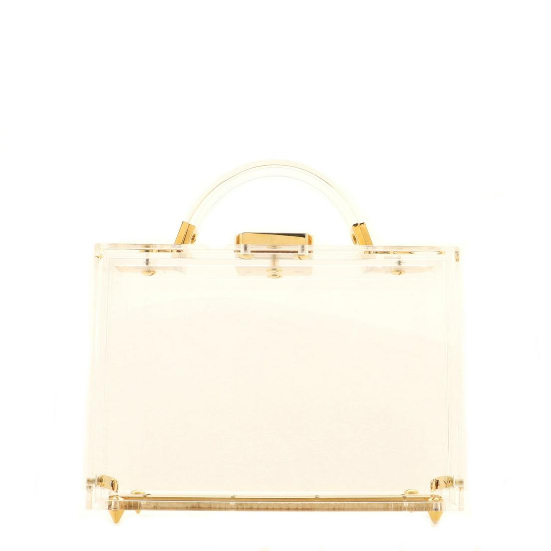 Mark Cross Grace Box Bag Pexiglass and Leather Small: Mark Cross Grace Box Bag Pexiglass and Leather Small Brand: Mark Cross Exterior Color: Clear Interior Color: Clear Exterior Material: Acrylic Interior Material: Acrylic Hardware Color: Gold Accesso