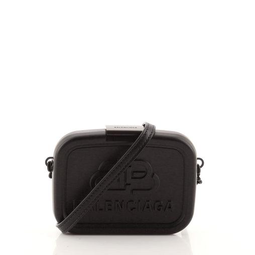 Balenciaga Logo Lunch Box Bag Plastic: Balenciaga Logo Lunch Box Bag Plastic Exterior Color: Black Interior Color: Black Exterior Material: Resin Interior Material: Leather Hardware Color: Black, Matte Accessories: Dust bag, Detachable