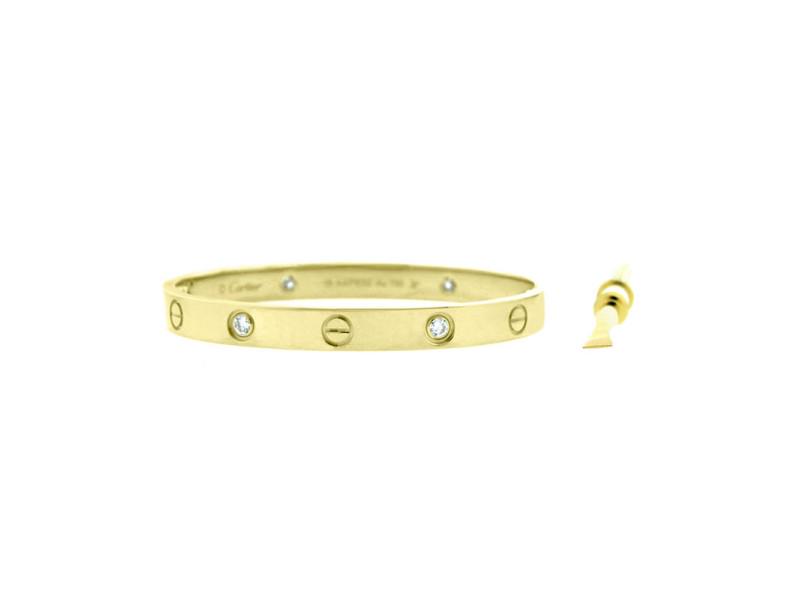 Cartier Love Bracelet Yellow Gold With 4 Diamonds Size 15