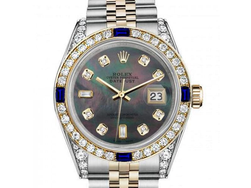 Mens Rolex 36mm Datejust Two Tone Jubilee Black MOP Mother Of Pearl 8 + 2 Diamond Accen Bezel + Lugs: Mens Rolex 36mm Datejust Two Tone Jubilee Black MOP Mother Of Pearl 8 + 2 Diamond Accen Bezel + Lugs + Sapphire SKU: RBJ36224-E21A8 Brand: Rolex Condition: Pre-Owned More Details: Men's Rolex 36mm Dat