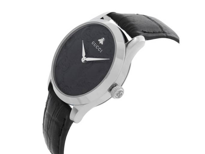 Gucci G Timeless 38mm Stainless Steel Black Dial Quartz Mens Watch