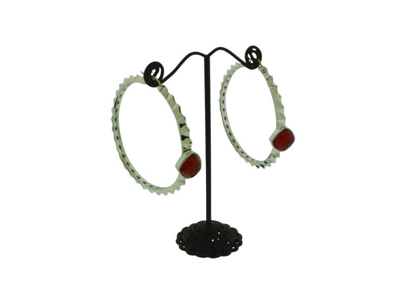 Stephen Webster Sterling Silver Superstud Red Crystal Haze Hoop Earrings: Stephen Webster Sterling Silver Superstud Red Crystal Haze Hoop Earrings SKU: RBJ232407734804-E Brand: Stephen Webster Condition: Never Worn Stone: Crystal Size and Fit: Width: 2.15" Note: All Sal