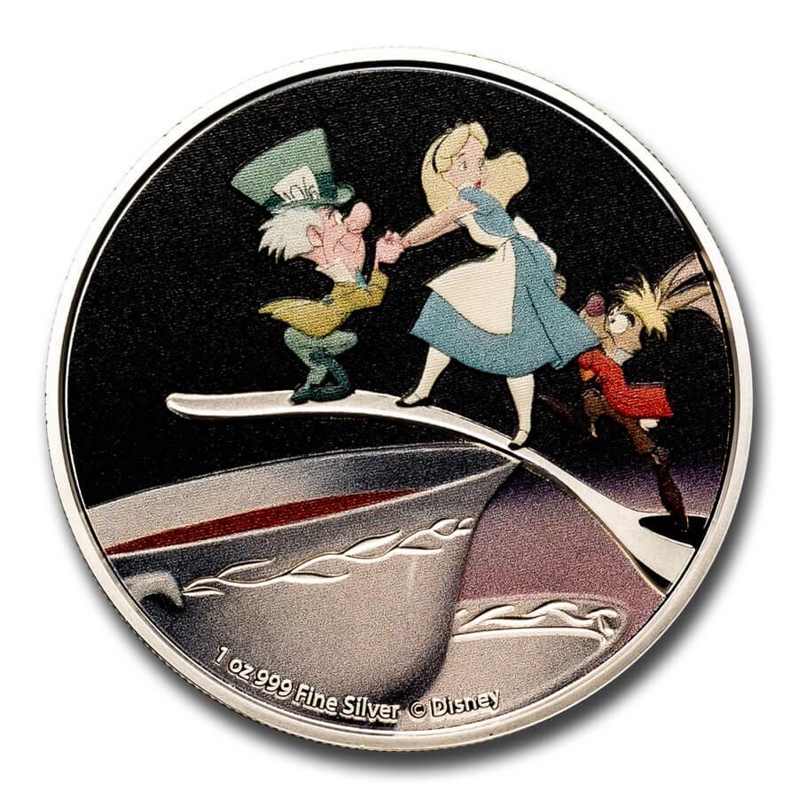 2021 Niue 1 oz Silver $2 Disney Alice in Wonderland: Mad Hatter: 2021 Niue 1 oz Silver $2 Disney Alice in Wonderland: Mad Hatter Product ID: 240520 Year: 2021 Grade: Proof Grade Service: None Denomination: 2 Dollars Mint Mark: Not Shown Metal Content: 1 troy oz <