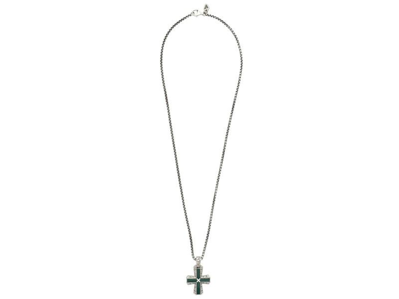 Stephen Webster Highwayman Sterling Malachite Cross Necklace Reversible Unisex: Stephen Webster Highwayman Sterling Malachite Cross Necklace Reversible Unisex SKU: RBJ234054388808-E Brand: Stephen Webster Condition: Never Worn Model: 234054388808-E Size and Fit: Length: 24 inches