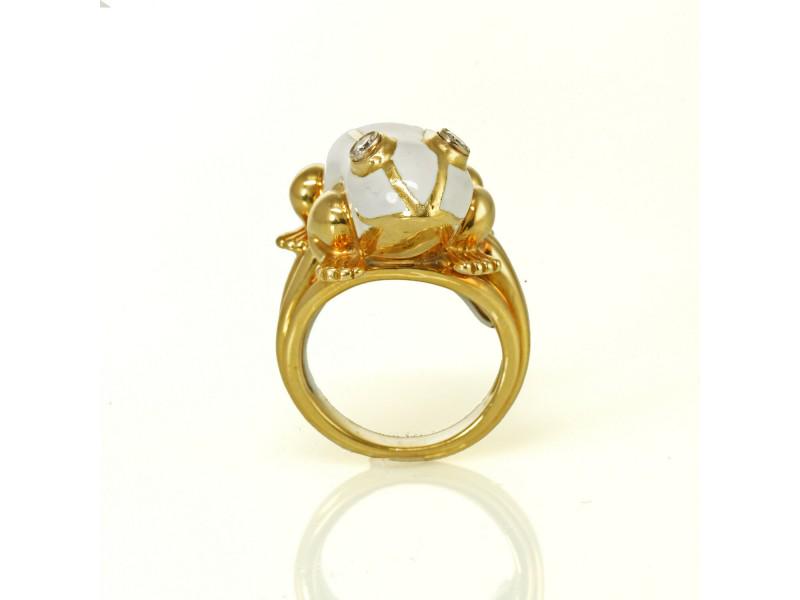 David Webb Platinum & Yellow Gold White Enamel Diamond Eyes Frog Ring: David Webb Platinum & Yellow Gold White Enamel Diamond Eyes Frog Ring Product Code: 144038396010-E Brand: David Webb Condition: Pre-Owned Model: 144038396010-E Details: Item Specifics:Barcode: 7852492