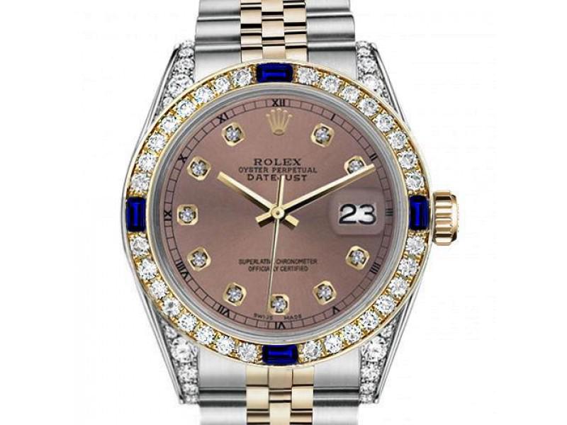 Womens Rolex 31mm Datejust Two Tone Jubilee Salmon Color Dial Diamond Accent RT Bezel + Lugs +: Womens Rolex 31mm Datejust Two Tone Jubilee Salmon Color Dial Diamond Accent RT Bezel + Lugs + Sapphire Product Code: 36180-E21A8 Brand: Rolex Condition: Pre-Owned Details: Women's Rolex 31mm Datejust