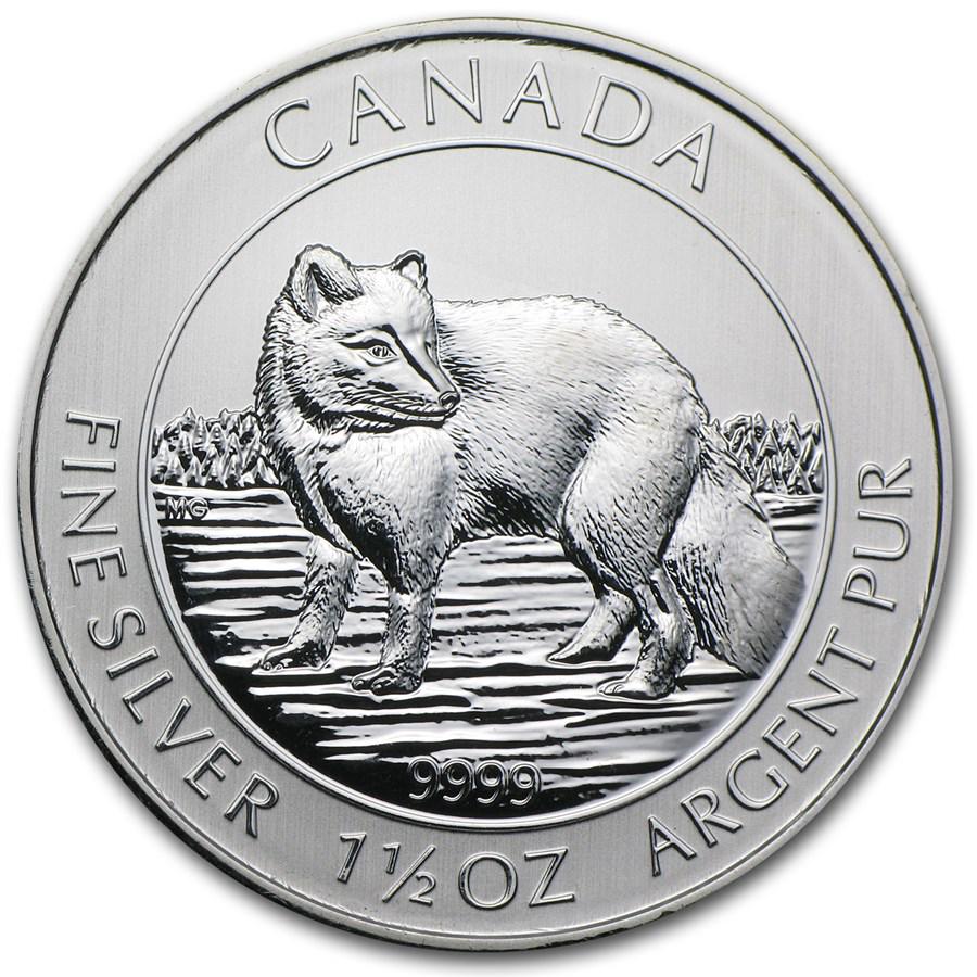 2014 Canada 1.5 oz Silver $8 Arctic Fox BU: 2014 Canada 1.5 oz Silver $8 Arctic Fox BU SKU: 81363 Year: 2014 Grade: Brilliant Unc Grade Service: None Denomination: $8 Mint Mark: RCM (Not Shown) Metal Content: 1.5 troy oz P