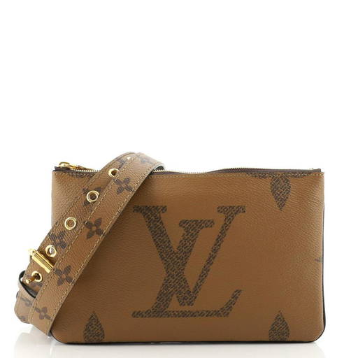 Louis Vuitton Trio Pouch Monogram Giant Reverse Pochette Wristlet Authentic