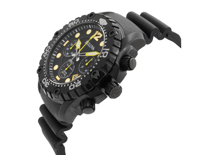 Bulova UHF Sea King 300M Steel Chronograph Black Dial Quartz Mens Watch 98B243: Bulova UHF Sea King 300M Steel Chronograph Black Dial Quartz Mens Watch 98B243 Product Code: 133966444327-E Brand: Bulova Condition: Pre-Owned Model: 98B243 Details: Item Specifics: Band Color: Black 