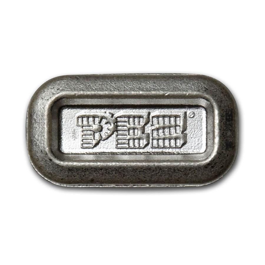 PEZ 5 gram Silver Wafer (Single): PEZ 5 gram Silver Wafer (Single) SKU: 208447 Year: N/A Grade: None Grade Service: None Denomination: N/A Mint Mark: N/A - Not Available Metal Content: 0.1608 troy oz Purity: .999