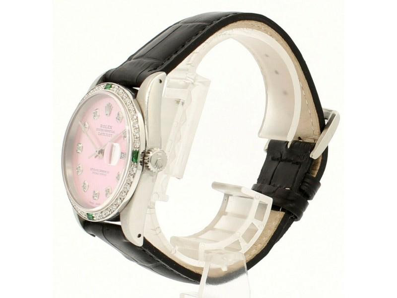 Mens Vintage ROLEX Oyster Perpetual Datejust 36mm Pink Dial Diamond Watch: Mens Vintage ROLEX Oyster Perpetual Datejust 36mm Pink Dial Diamond Watch Product Code: 164410588730-E Brand: Rolex Condition: Pre-Owned Model: Rolex Oyster Perpetual Details: Item Specifics: Age Grou