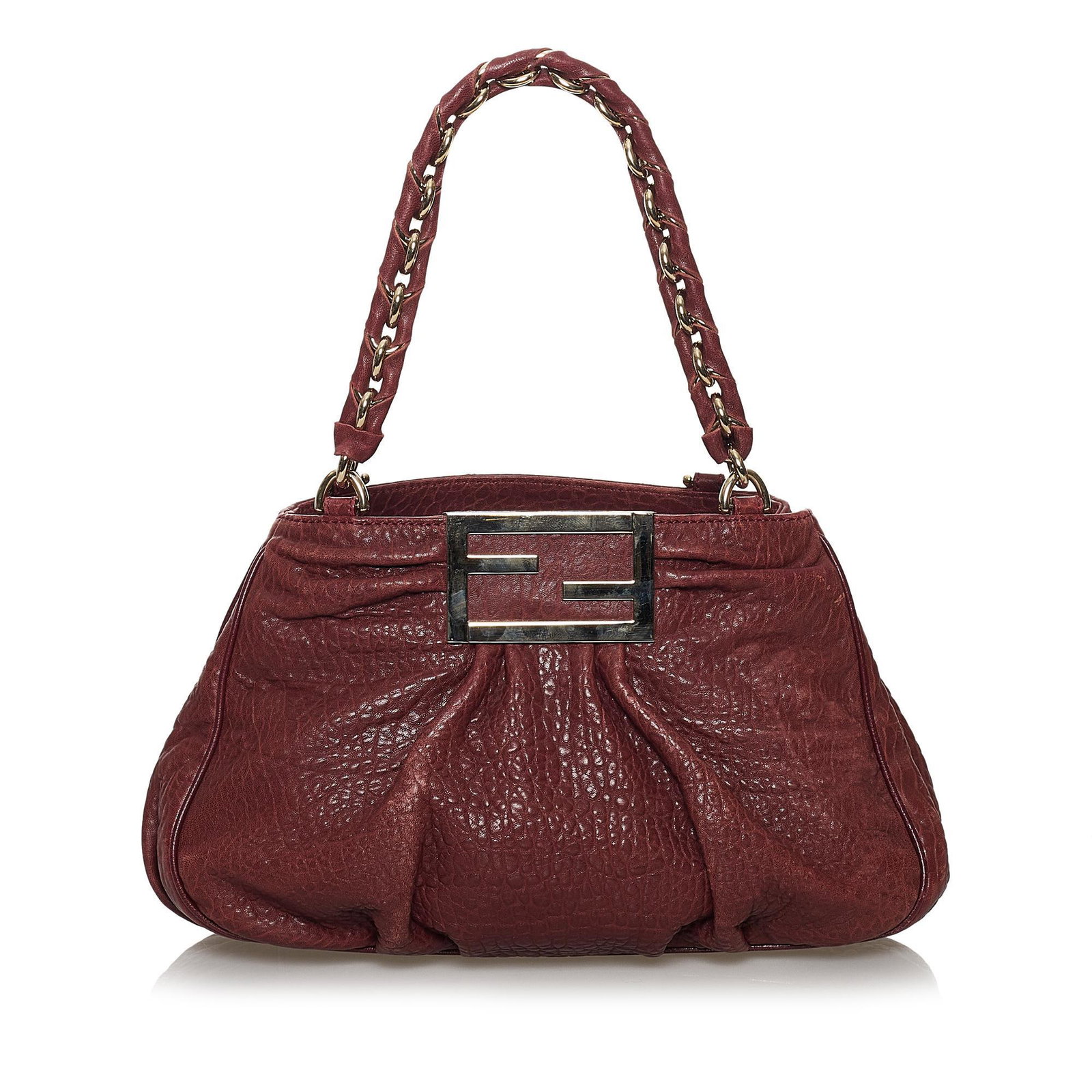 Fendi Mia Leather Shoulder Bag: Fendi Mia Leather Shoulder Bag Condition Quality: Fair Color: Brown Height: 8.5 in. Length: 9 in. Material: Calf Width: 3.75 in. Item Condition: Pre Owned SKU: SHG-29685