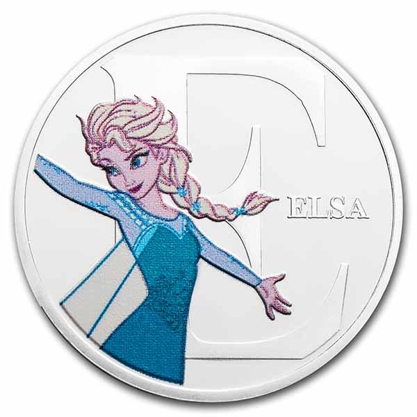 Disney A-Z Collection Alphabet Letter: E is for Elsa: Disney A-Z Collection Alphabet Letter: E is for Elsa RBJ No: 235780 Grade: None Grade Service: None Mint Mark: N/A - Not Available Metal Content: 0 troy oz Purity: N/A Thickness: Varies m