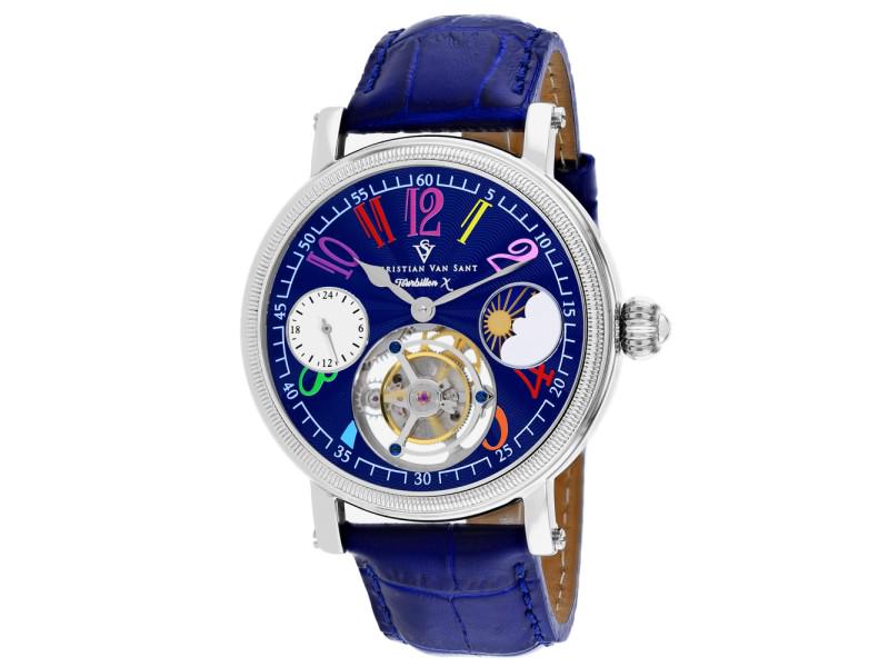 Christian Van Sant Mens Tourbillon X Limited Edition: Christian Van Sant Mens Tourbillon X Limited Edition Stainless steel case, Leather Strap, Blue dial, Tourbillion movement, Scratchresistant mineral, Water resistant up to 3 ATM - 30 meters - 100 feet