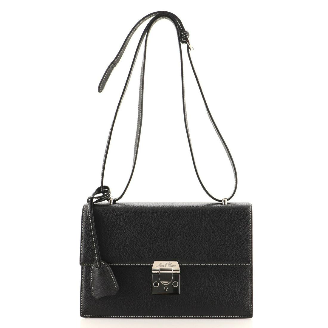 Mark Cross Downtown Crossbody Bag Leather: Mark Cross Downtown Crossbody Bag Leather Exterior Color: Black Interior Color: Red Exterior Material: Leather Interior Material: Leather Hardware Color: Silver Accessories: Clochette, Keys, Detac