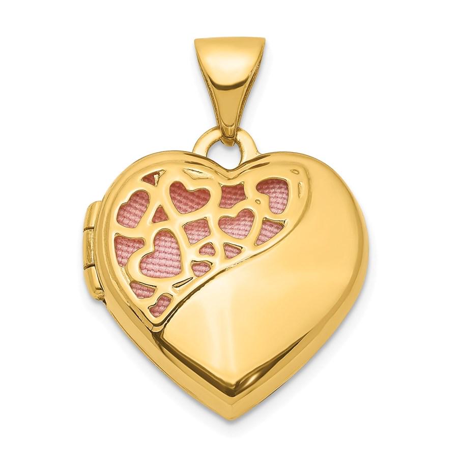 14k Yellow Gold Hearts Cut Out Diamond Heart Locket - 22 mm: 14k Yellow Gold Hearts Cut Out Diamond Heart Locket - 22 mm RBJ No: 202514 Metal: Gold Purity: 14K Metal Weight: 1.07 GM Finish: Polished Length Of Item: 22 mm Charm Element Length: 16.45