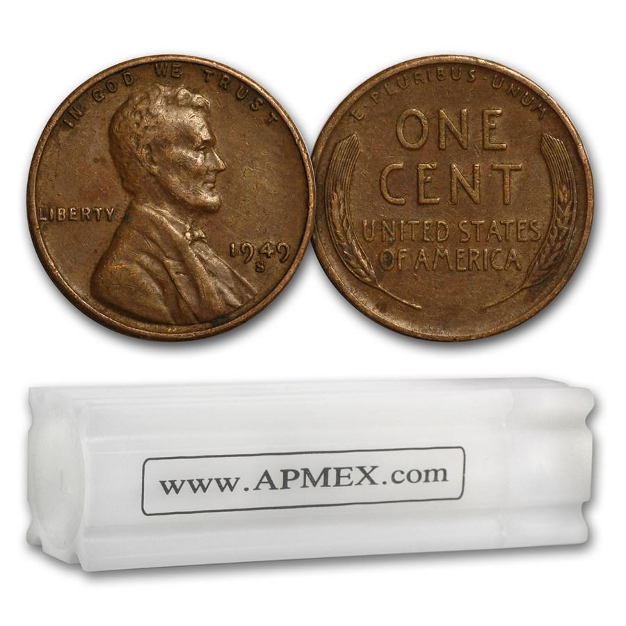 1909-1955 Wheat Cent 50-Count Roll Avg Circ (All S-Mint): 1909-1955 Wheat Cent 50-Count Roll Avg Circ (All S-Mint) RBJ No: 188915 Year: Varies Grade: Average Circulated Grade Service: None Denomination: $0.01 Mint Mark: S - San Francisco Metal C