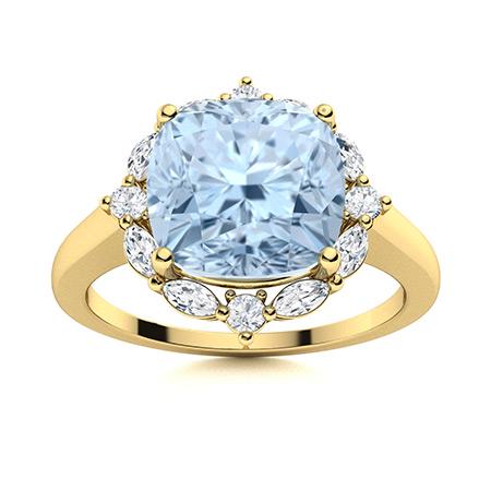 Natural 3.10 CTW Aquamarine & Diamond Engagement Ring 18K Yellow Gold: Natural 3.10 CTW Aquamarine & Diamond Engagement Ring 18K Yellow Gold Manufacturer's Suggested Retail Price: $8670.00 Center Stone: 1 Aquamarine @ 2.57 ctw Center Stone Color: Aquamarine Center Stone 