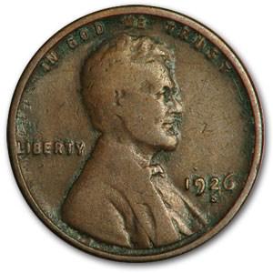 1926-S Lincoln Cent Good/VG: 1926-S Lincoln Cent Good/VG SKU: RBJ9736 Year: 1926 Grade: Good/Very Good Grade Service: None Denomination: $0.01 Mint Mark: S - San Francisco Metal Content: 0 troy oz Purity: N/