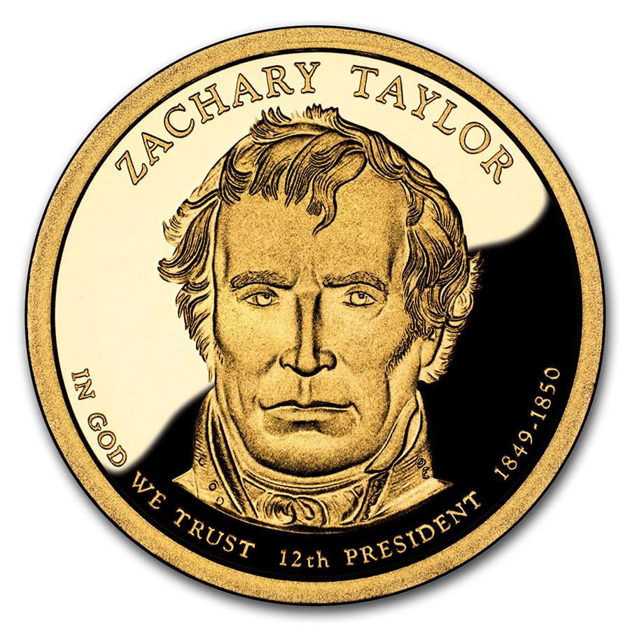 2009-S Zachary Taylor Presidential Dollar Proof: 2009-S Zachary Taylor Presidential Dollar Proof SKU: RBJ53761 Year: 2009 Grade: Proof Grade Service: None Denomination: $1.00 Mint Mark: S - San Francisco Metal Content: 0 troy oz