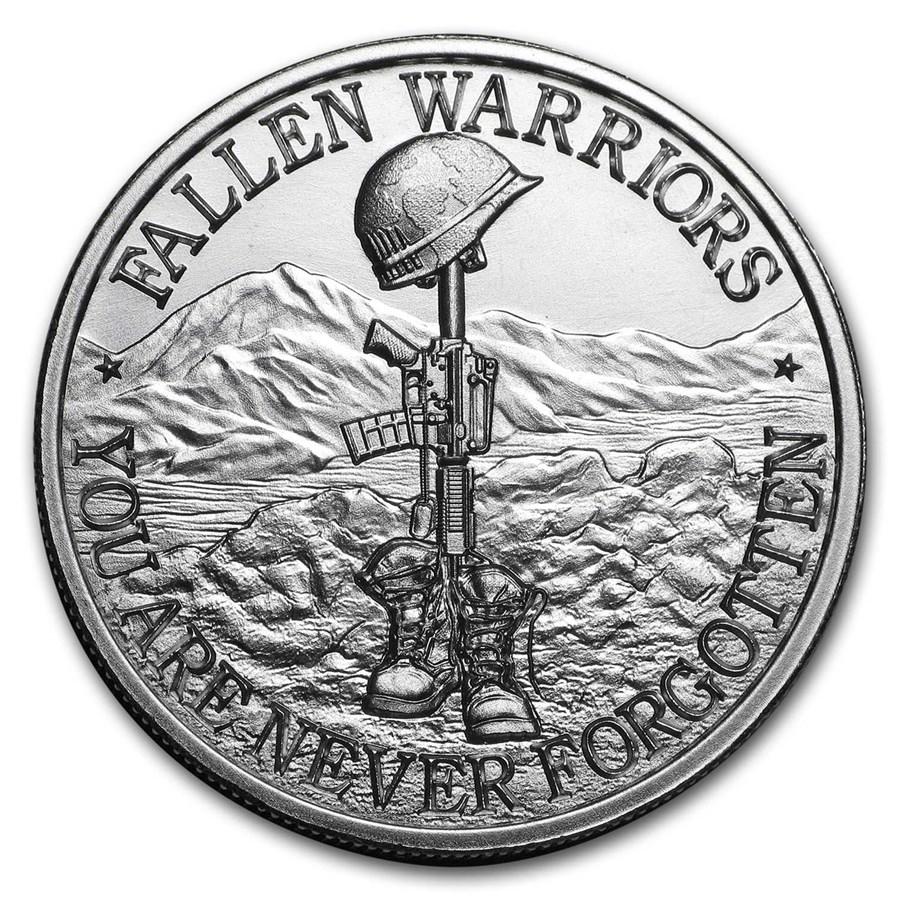 2 oz Silver Round - Battlefield Cross: 2 oz Silver Round - Battlefield Cross RBJ No: 158588 Grade: None Grade Service: None Mint Mark: N/A - Not Available Metal Content: 2 troy oz Purity: .999 Thickness: 6 mm Diameter