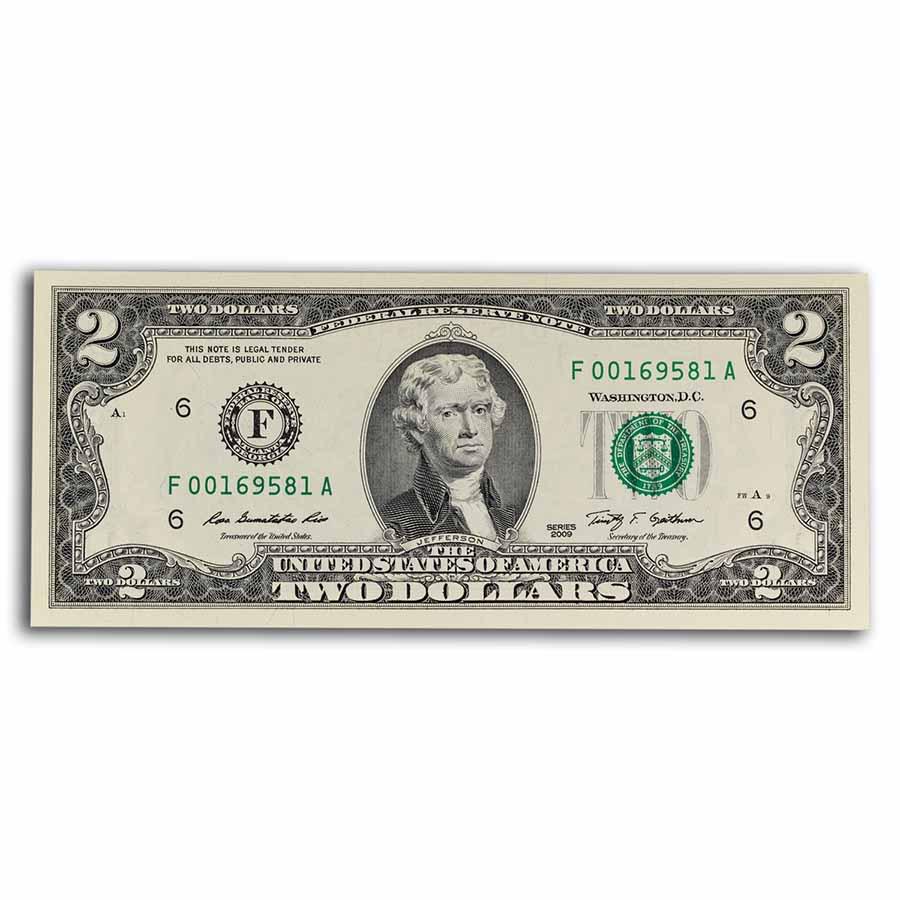 2009 (F-Atlanta) $2.00 FRN CU (Fr#1939-F): 2009 (F-Atlanta) $2.00 FRN CU (Fr#1939-F) SKU: RBJ251690 Year: 2009 Grade: (U) Crisp Unc Grade Service: None Denomination: 2 Dollars Mint Mark: B - New York Metal Content: 0 troy oz <