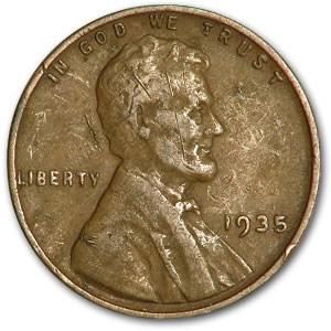 1935 Lincoln Cent Fine+: 1935 Lincoln Cent Fine+ SKU: RBJ9756 Year: 1935 Grade: Fine Grade Service: None Denomination: $0.01 Mint Mark: P - Philadelphia (Not Shown) Metal Content: 0 troy oz Purity: N/A <