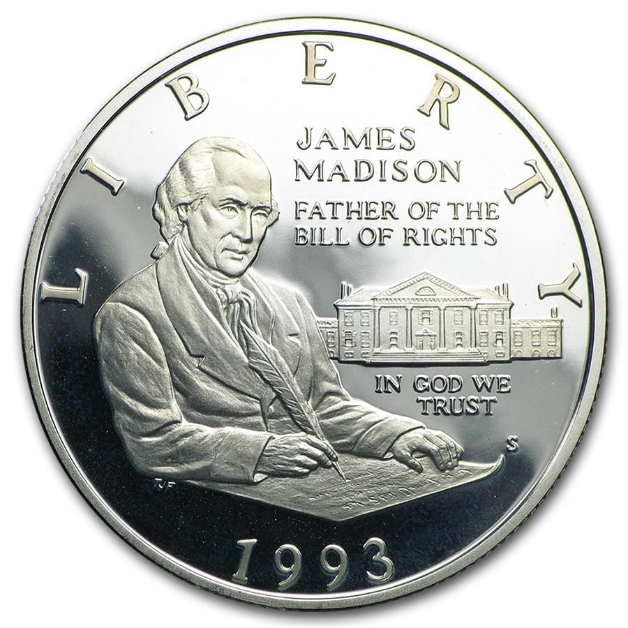 1993-S Bill of Rights 1/2 Dollar Silver Commem Prf (w/Box & COA): 1993-S Bill of Rights 1/2 Dollar Silver Commem Prf (w/Box & COA) SKU: RBJ12517 Year: 1993 Grade: Proof Grade Service: None Denomination: 50 Cents Mint Mark: S - San Francisco Metal Conten