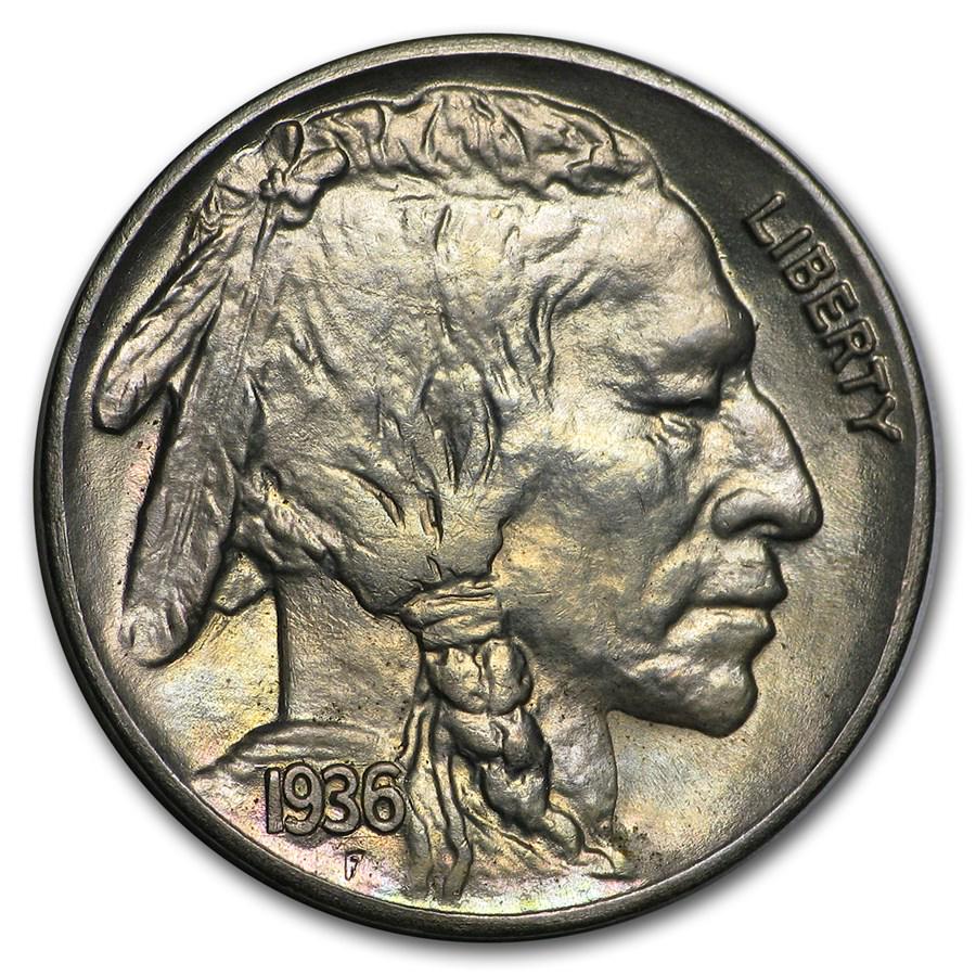 1936-S Buffalo Nickel BU: 1936-S Buffalo Nickel BU Product ID: RBJ172886 Year: 1936 Grade: Brilliant Unc Grade Service: None Denomination: $0.05 Mint Mark: S - San Francisco Metal Content: 0 troy oz Purit