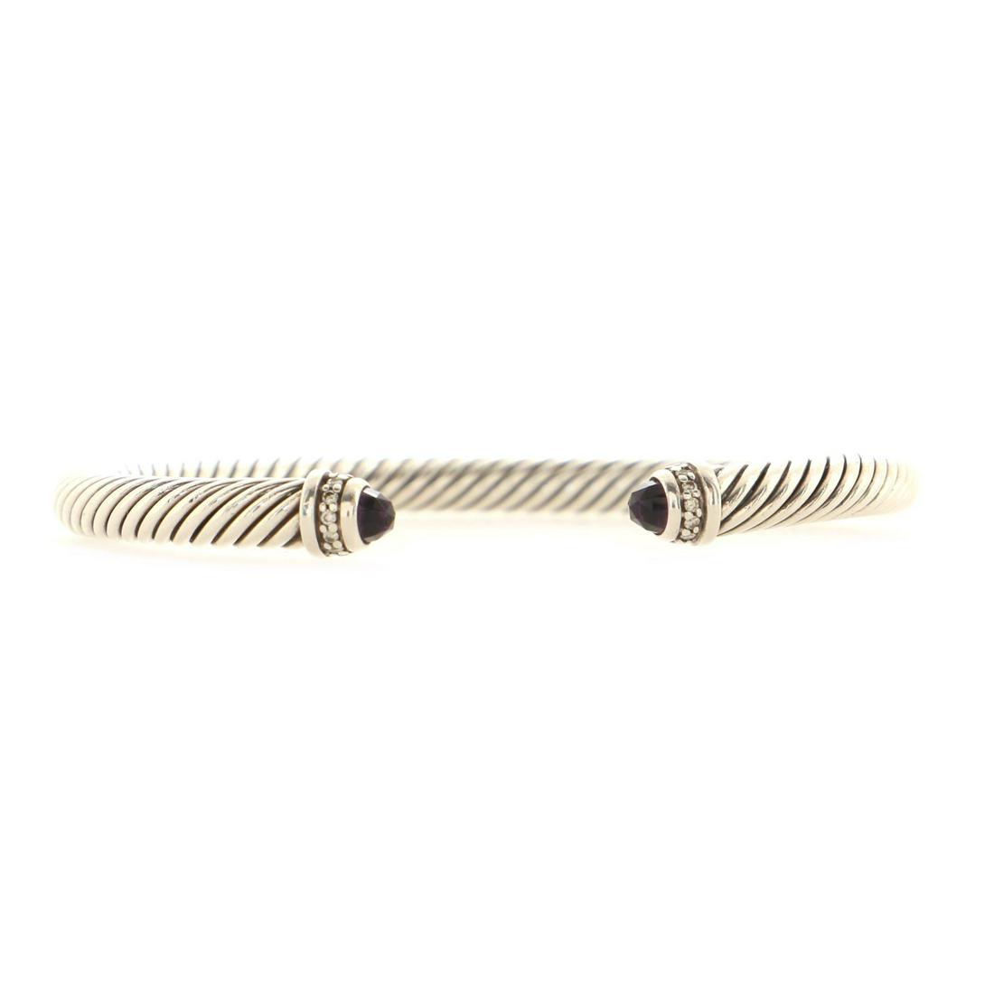 David Yurman Cable Classic Bracelet Sterling Silver with Amethyst and Diamonds 5mm: David Yurman Cable Classic Bracelet Sterling Silver with Amethyst and Diamonds 5mm Metal Type: Sterling Silver Metal Finish: Blackened, High Polish Hallmarks Type: 925, Designer Signature Signature / 