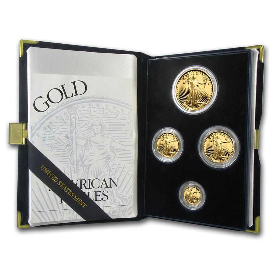 1994-W 4-Coin Proof American Gold Eagle Set (w/Box & COA): 1994-W 4-Coin Proof American Gold Eagle Set (w/Box & COA) Product ID: RBJ4896 Year: 1994 Grade: Proof Grade Service: None Denomination: $5, $10, $25, $50 Mint Mark: W - West Point Metal C