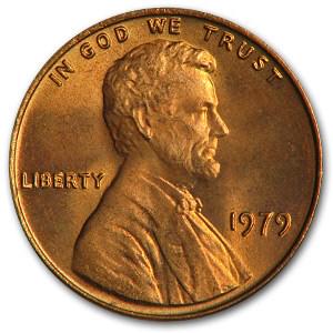 1979 Lincoln Cent BU (Red): 1979 Lincoln Cent BU (Red) Product ID: 6777 Year: 1979 Grade: Brilliant Unc Grade Service: None Denomination: $0.01 Mint Mark: P - Philadelphia (Not Shown) Metal Content: 0 troy oz