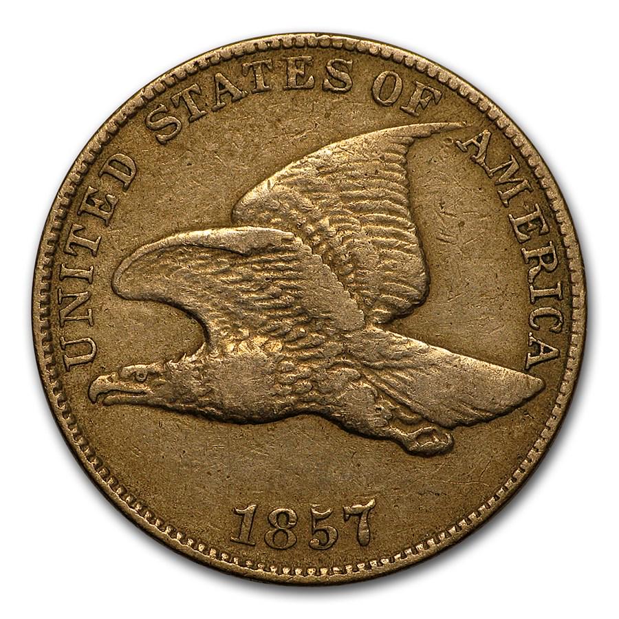 1857 Flying Eagle Cent VF: 1857 Flying Eagle Cent VF Product ID: 3253 Year: 1857 Grade: Very Fine Grade Service: None Denomination: $0.01 Mint Mark: P - Philadelphia (Not Shown) Metal Content: 0 troy oz Pu