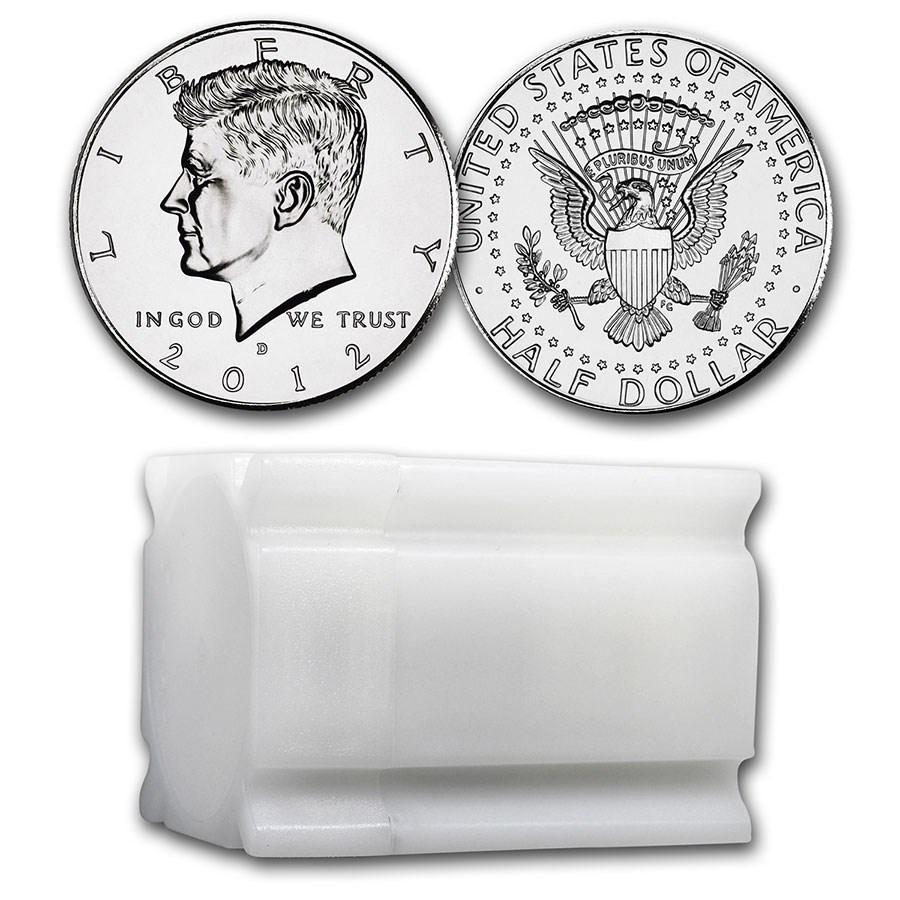 2012-D Kennedy Half Dollar 20-Coin Roll BU: 2012-D Kennedy Half Dollar 20-Coin Roll BU Product ID: 214238 Year: 2012 Grade: Brilliant Unc Grade Service: None Denomination: 50 Cents Mint Mark: D - Denver Metal Content: 0 troy oz