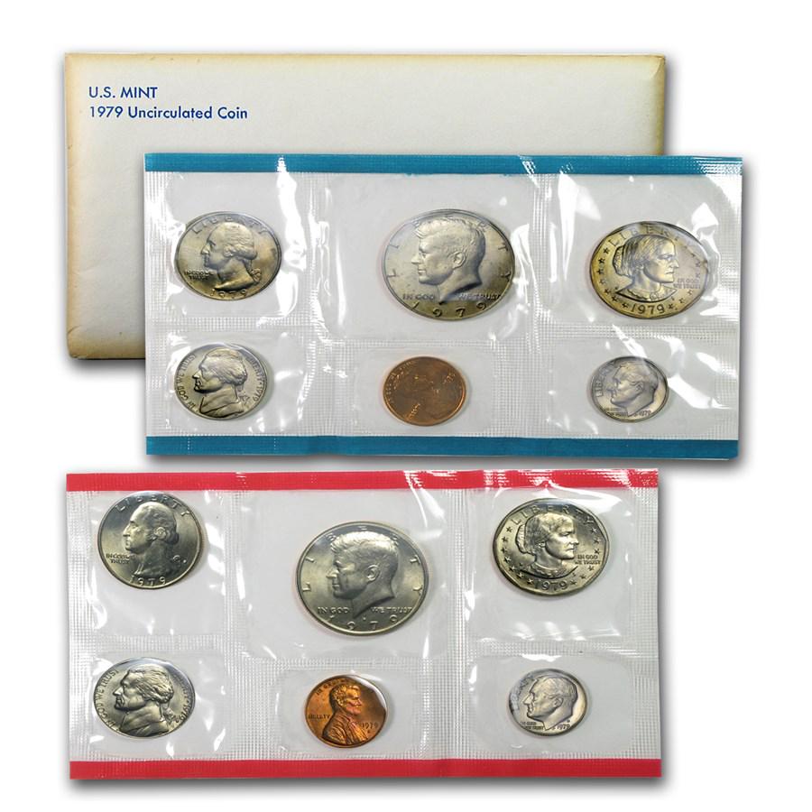 1979 U.S. Mint Set: 1979 U.S. Mint Set Product ID: 1247 Year: 1979 Grade: Brilliant Unc Grade Service: None Denomination: Varies Mint Mark: Varies Metal Content: 0 troy oz Purity: Other Thi